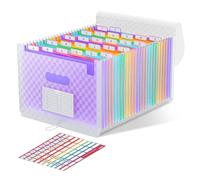 ThinkTex Trieur 26 Compartiments, A4 Trieur Document avec Couvercle, Portable Plastique Valisette Trieur Accordeon, Accordéon Organiseur de Dossiers de Fichiers - Violet