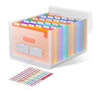 ThinkTex Trieur 26 Compartiments, A4 Trieur Document avec Couvercle, Portable Plastique Valisette Trieur Accordeon, Accordéon Organiseur de Dossiers de Fichiers - Orange
