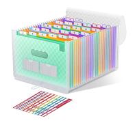 ThinkTex Trieur 26 Compartiments, A4 Trieur Document avec Couvercle, Portable Plastique Valisette Trieur Accordeon, Accordéon Organiseur de Dossiers de Fichiers - Vert