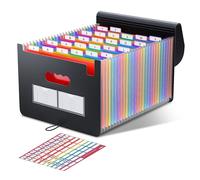 ThinkTex Trieur Document 26 Compartiments Classeur Accordéon A4 avec Couvercle/Trieur à Soufflets Classeur Rangement,Organiseur Documents Extensible Accordéon avec 6 Onglets de A-Z Couleur Alphabet