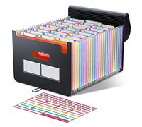 ThinkTex Trieur Document 26 Compartiments/Range Document/Rangement Papier,Classeur Accordéon A4 avec Couvercle,Organiseur Documents Extensible Accordéon avec 3 Onglets de A-Z Couleur Alphabet