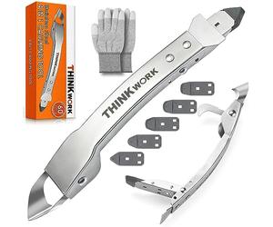 THINKWORK Outils de calfeutrage en acier inoxydable, outil de finition 4 en 1, outil de retrait de joint, outil de calfeutrage en silicone, outil de calfeutrage pour cuisine, salle de bain, fenêtre