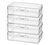 Thintinick Lot de 4 boîtes de rangement rectangulaires en plastique transparent avec couvercle à charnière pour perles et autres petits articles d'artisanat (20,3 x 11,9 x 5,8 cm)