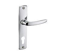 THIRARD - Ensemble de Poignées pour Porte d'Entrée Abbeville - Trou de Cylindre - Acier Embouti - Usage Porte d'Entrée - Entr'Axes 165 mm - Carré 7 mm - Finition Chromé - Gris