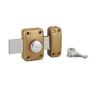 Verrou à bouton Thirard Apache cylindre 40mm pêne 160mm 3 clés époxy or pour porte de garage