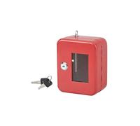 THIRARD - Boîte à Clés Vitrée Murale - Acier - Usage Intérieure - Vitre Interchangeable - Fermeture à Clé - Chainette Avec Marteau Brise Glace, 3 Crochets, 2 Clés Incluses - 152 x 118 x 80 mm - Rouge