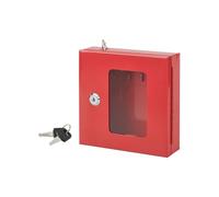 THIRARD - Boîte à Clés Vitrée Murale - Acier - Usage Intérieure - Vitre Interchangeable - Fermeture hainette Avec Marteau Brise Glace, 3 Crochets, 2 Clés Incluses - 170 x 175 x 55 mm - Rouge