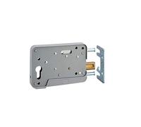 THIRARD - Boitier de Serrure en Applique à Double Entrée pour Portillon - Réversible - 150 x 108 mm - Axe 130 mm - Couverture avec Ceinture PVC - Gâche Plate Acier - Pêne Bronze D’Aluminium - Gris