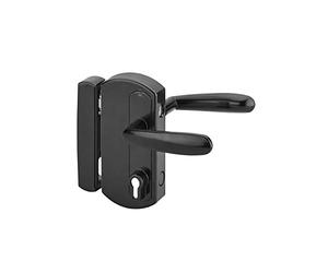 THIRARD - Boitier de Serrure en Applique Double Entrée à Fouillot pour Portail - Réversible - Axe 61.5 mm - 81.5 x 170 mm - Noir - Coffre et Gâche en Polyamide - Têtière Inox - Pêne Réglable