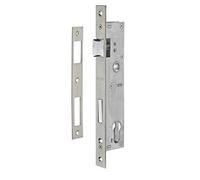 THIRARD - Boîtier de Serrure Encastrable à Cylindre - Axe 24 mm - Inox - Pour Menuiserie Métallique - Bouts Carrés - Coffre Acier - Têtière et Gâche Inox - Pêne Alliage Nickelé - Gris