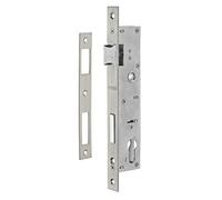 THIRARD - Boîtier de Serrure Encastrable à Cylindre - Axe 26 mm - Inox - Pour Menuiserie Métallique - Bouts Carrés - Coffre Acier - Têtière et Gâche Inox - Pêne Alliage Nickelé - Gris