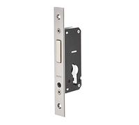THIRARD Boîtier de Serrure Encastrable à Cylindre, Axe 27 mm, Bouts Carrés | Pour Menuiserie Métallique, Pêne Dormant Seul, 42x100 mm, Réversible Droite/Gauche, 1 Point de Fermeture, Zinc, Finition Inox