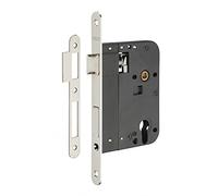 THIRARD Boîtier de Serrure Encastrable à Cylindre, Axe 80 mm, Nickelé | Pour Porte d'Entrée, Bouts Ronds, Entraxe 70 mm, Carré 7 mm, 108.5x145 mm, Réversible Droite/Gauche, 1 Point de Fermeture
