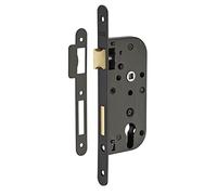 THIRARD Boîtier de Serrure Encastrable à Cylindre, Noir, 69x150 mm | Axe 40 mm, Pour Porte d'Entrée, Bouts Ronds, Entraxe 70 mm, Carré 7 mm, Réversible Droite/Gauche, 1 Point de Fermeture, Zinc