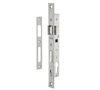 THIRARD - Boîtier de Serrure Encastrable à Cylindre pour Menuiserie Métallique - Axe 10.5 mm - Bouts Carrés - Zingué - Coffre Acier - Têtière Inox - Pêne Alliage Nickelé - Gâche Plate Inox - Gris