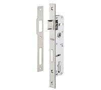 THIRARD - Boîtier de Serrure Encastrable à Cylindre pour Menuiserie Métallique - Axe 21 mm - Bouts Carrés - Zingué - Coffre Acier - Têtière Inox - Pêne Alliage Nickelé - Gâche Inox - Gris