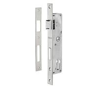 THIRARD - Boîtier de Serrure Encastrable à Cylindre pour Menuiserie Métallique - Axe 24 mm - Bouts Carrés - Zingué - Coffre Acier - Têtière Inox - Demi-Tour Réversible - Pêne Alliage Nickelé - Gris