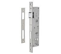 THIRARD - Boîtier de Serrure Encastrable à Cylindre pour Menuiserie Métallique - Axe 30 mm - L45 - Bouts Carrés - Têtière Inox - Coffre Acier - Demi-Tour Réversible - Gris