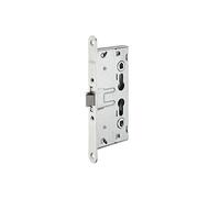 THIRARD - Boîtier de Serrure Encastrable à Cylindre pour Porte de Chaufferie - Axe 65 mm - Industrie - Bouts Ronds - Zingué - Têtière Acier - Réversible - Gris