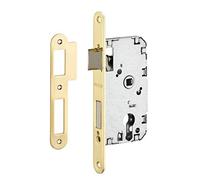 THIRARD - Boîtier de Serrure Encastrable à Cylindre pour Porte d'Entrée - Axe 40 mm - Bouts Ronds - Têtière Laitonnée - Coffre Acier Embouti - Mécanisme Réversible - Sécurité Optimale - Jaune/Doré