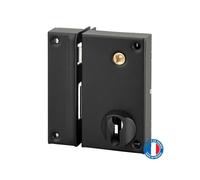 THIRARD - Boitier de serrure verticale en applique double entrée à fouillot pour portail, gauche, 75x130mm, axe 45mm, noir