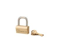 THIRARD - Cadenas à Clé Nautic UNIKEY 45 mm - Laiton Monobloc - Anse Laiton - Pour Extérieur et Milieu Marin - 3 Clés Incluses - Mécanisme à Goupilles - Jaune/Doré