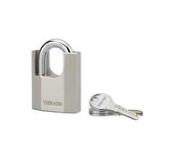 THIRARD Cadenas à Clé Octo-P 60 mm, Acier Cémenté Nickelé | Anse Protégée, Idéal pour Chantier, Mécanisme à Goupilles, Double Verrouillage, 3 Clés Réversibles.