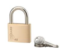 THIRARD - Cadenas à Clé Type 1-45mm - Laiton Monobloc - Anse Acier Cémenté Nickelé - Mécanisme à Goupilles - Double Ancrage - 3 Clés en Laiton Nickelé - Jaune