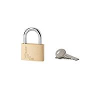 THIRARD Cadenas à Clé Type 1-45mm TYPE 1 +, Laiton Monobloc | Intérieur, Anse en Acier Cémenté Nickelé, Mécanisme à Goupilles, Double Ancrage, 2 Clés en Acier Nickelé, Jaune.