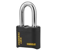 Cadenas à combinaison Fédéral Lock SRH, acier, 4 chiffres, chantier, anse acier, 62mm, noir - THIRARD
