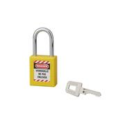 THIRARD Cadenas de Consignation 40 mm, Anse 38 mm, Jaune | Cadenas LOTO à clé unique pour condamner un point d'énergie et identifier l'intervenant durant la maintenance industrielle.