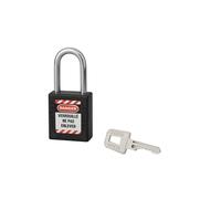 THIRARD Cadenas de Consignation 40 mm, Anse 38 mm, Noir | Cadenas LOTO à clé unique pour condamner un point d'énergie et identifier l'intervenant durant la maintenance industrielle.