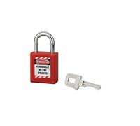 THIRARD Cadenas de Consignation 40 mm, Anse Acier 25 mm Ø 6 mm, Rouge | Cadenas LOTO à clé unique pour condamner un point d'énergie et identifier l'intervenant durant la maintenance industrielle.