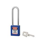 THIRARD Cadenas de Consignation 40 mm, Anse Acier 76 mm Ø 6 mm, Bleu | Cadenas LOTO à clé unique pour condamner un point d'énergie et identifier l'intervenant durant la maintenance industrielle.