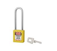 THIRARD Cadenas de Consignation 40 mm, Anse Haute 76 mm, Jaune | Cadenas LOTO à clé unique pour condamner un point d'énergie et identifier l'intervenant durant la maintenance industrielle.