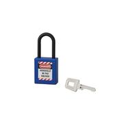 THIRARD Cadenas de Consignation 40 mm, Anse Nylon 38 mm, Bleu | Cadenas LOTO à clé unique pour condamner un point d'énergie et identifier l'intervenant durant la maintenance industrielle.