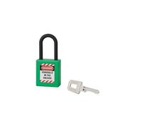 THIRARD Cadenas de Consignation 40 mm, Anse Nylon 38 mm, Vert | Cadenas LOTO à clé unique pour condamner un point d'énergie et identifier l'intervenant durant la maintenance industrielle.