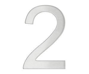 THIRARD - Chiffre 2 Adhésif - Acier Inoxydable - Résistance Aux Intempéries - Adhésif 3M Puissant - Hauteur 76 mm - Gris - Design Élégant - Applications Décoratives