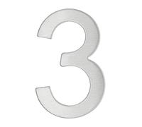 THIRARD - Chiffre 3 Adhésif - Acier Inoxydable - Résistance Aux Intempéries - Adhésif 3M Puissant - Hauteur 76 mm - Gris - Design Élégant - Applications Décoratives