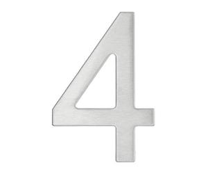 THIRARD - Chiffre 4 Adhésif - Acier Inoxydable - Résistance Aux Intempéries - Adhésif 3M Puissant - Hauteur 76 mm - Gris - Design Élégant - Applications Décoratives
