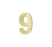 THIRARD - Chiffre 9 - Laiton Doré - À Visser - Idéal pour Numéro de Maison et Plaque d'Adresse - Résistant Aux Intempéries - Hauteur 51 mm - Installation Facile - Doré Brillant