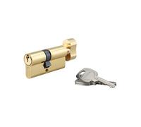 THIRARD Cylindre de serrure à bouton UNIKEY, Laiton, 40 x 30 mm, 3 clés | S'entrouvrant, montage facile, profil européen, finition laiton, sécurité renforcée, 3 clés incluses, usage intérieur