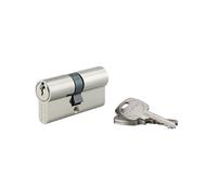 THIRARD Cylindre de serrure double entrée UNIKEY, 30 x 35 mm, nickelé | S'entrouvrant, 3 clés fournies, mécanisme à goupilles, montage standard, finition nickelée, haute compatibilité