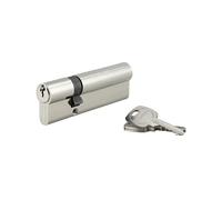 THIRARD Cylindre de serrure double entrée UNIKEY, 30 x 70 mm, nickelé | S'entrouvrant, 3 clés fournies, mécanisme à goupilles, montage standard, finition nickelée, haute compatibilité