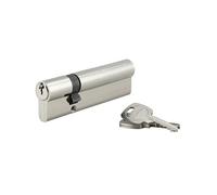 THIRARD Cylindre de serrure double entrée UNIKEY, 30 x 80 mm, nickelé | S'entrouvrant, 3 clés fournies, mécanisme à goupilles, montage standard, finition nickelée, haute compatibilité