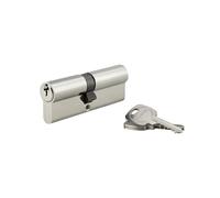 THIRARD Cylindre de serrure double entrée UNIKEY, 40 x 45 mm, nickelé | S'entrouvrant, 3 clés fournies, mécanisme à goupilles, montage standard, finition nickelée, haute compatibilité
