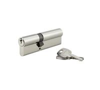 THIRARD Cylindre de serrure double entrée UNIKEY, 40 x 60 mm, nickelé | S'entrouvrant, 3 clés fournies, mécanisme à goupilles, montage standard, finition nickelée, haute compatibilité