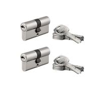 THIRARD Cylindre de Serrure Trafic 6, 30 x 30 mm, S'entrouvrant, Lot de 2 | Finition nickelée, 5 clés réversibles par cylindre, double entrée, usage intérieur et extérieur, sécurité standard