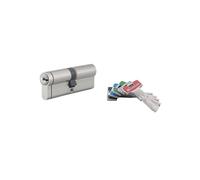 THIRARD - Cylindres de Serrure Double Entrée Haute Sécurité - Laiton Nickelé - Anti-Perçage - 8 Goupilles - Ø 40 x 40 mm - Gris - 5 Clés Réversibles avec Carte de Propriété