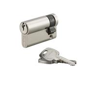 THIRARD Demi-cylindre de serrure UNIKEY STD, 40 x 10 mm | S'entrouvrant, 3 clés fournies, mécanisme à goupilles, montage standard, finition nickelée, haute compatibilité